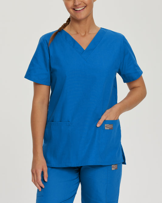 Scrub Zone 70221 Women's 3 Pocket V Neck Scrub Top Royal Blue Image