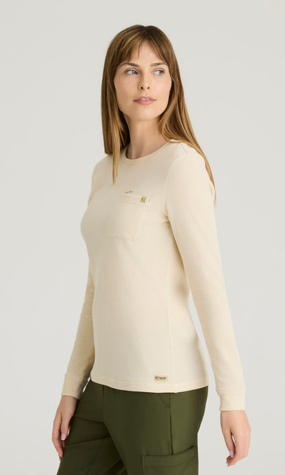 Grey's Anatomy Evolve GSST257 Wanderlust Long Sleeve Top Soft Dune