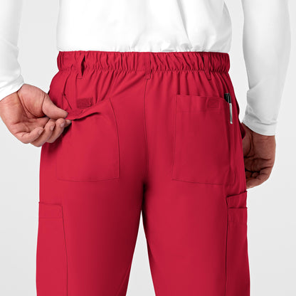 W123 5355 Men's Flat Front Cargo Scrub Pants Red Model Image Alternate | Wink