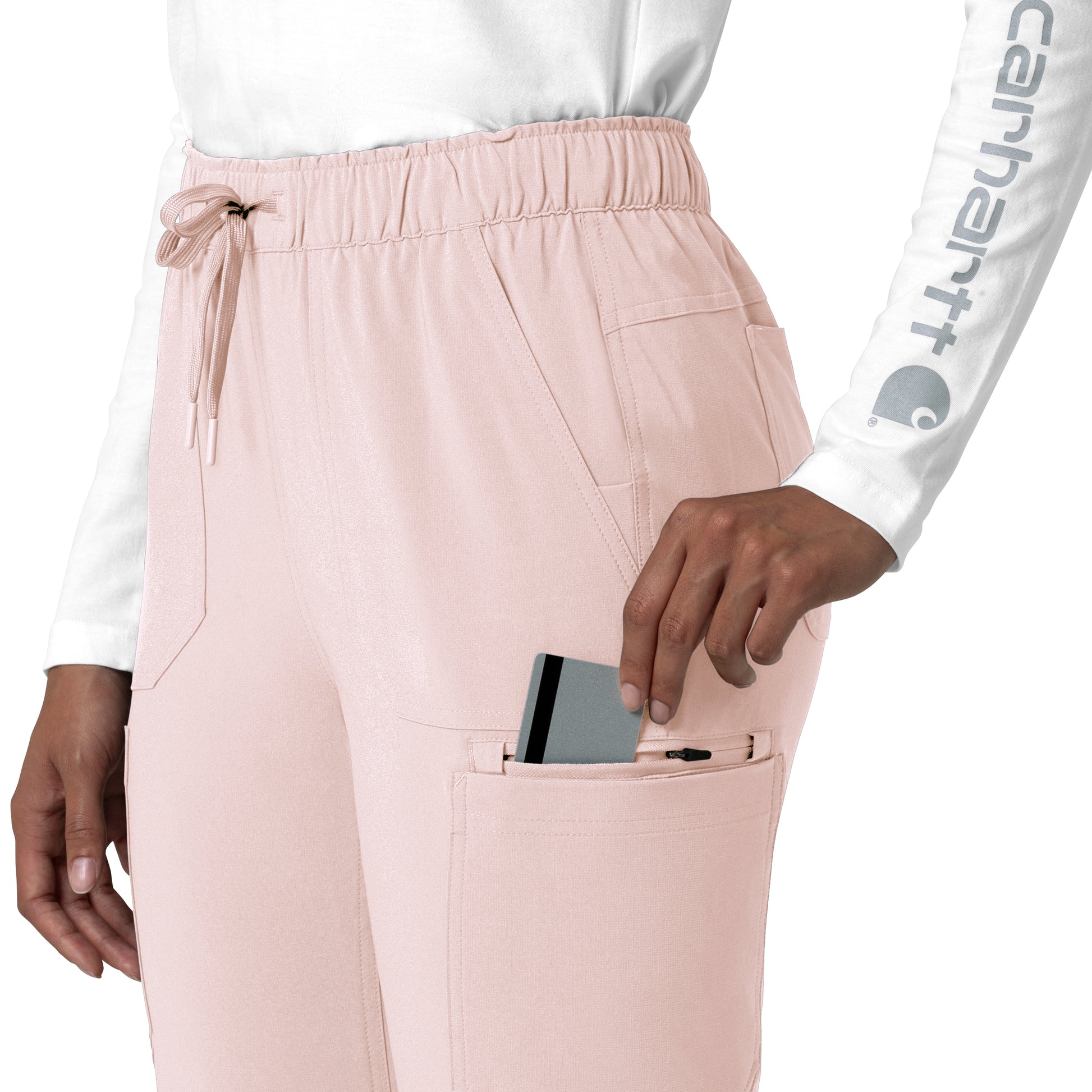 Force Cross-Flex C53210 Women's Straight Leg Cargo Scrub Pants Soft Rose