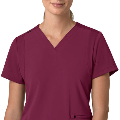 Force Cross-Flex C13210 Flex Panel V-Neck Scrub Top Wine Model Image Left Side | Carhartt