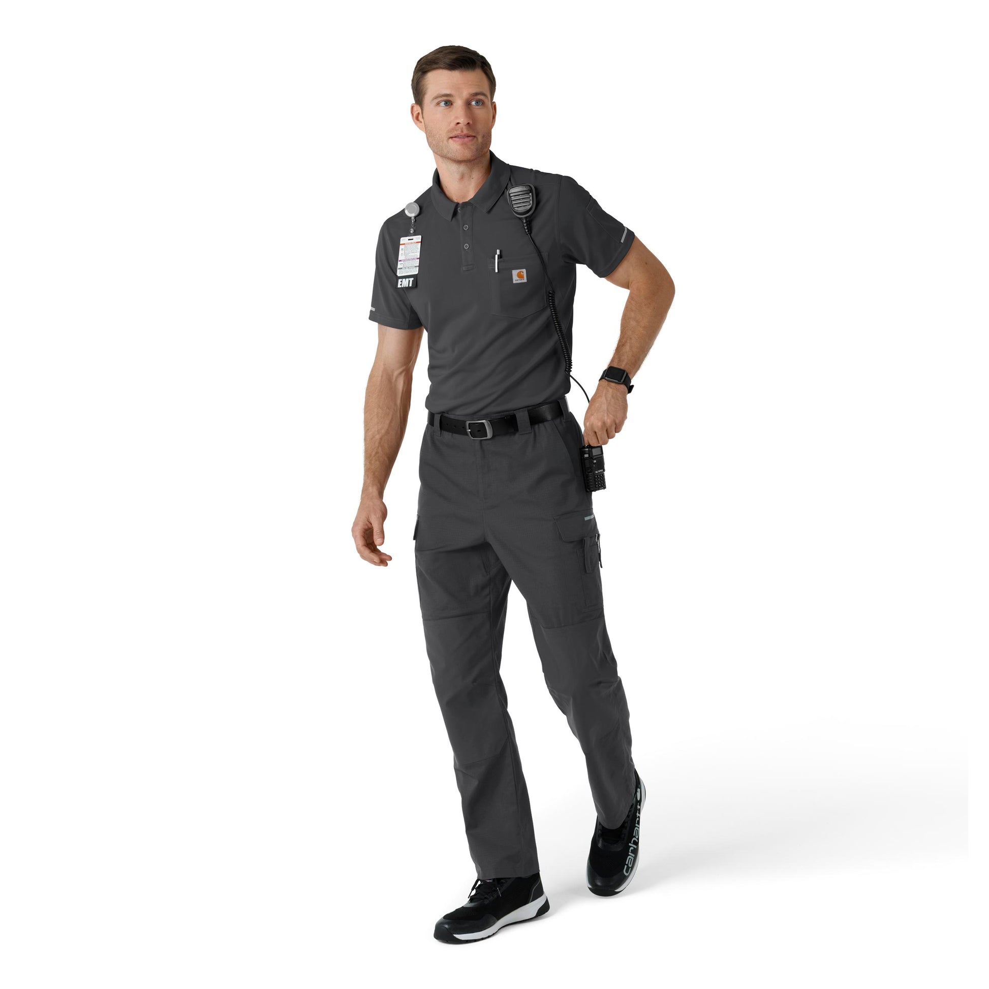 Rugged Flex C16119 Men's Lightweight Short Sleeve Polo Scrub Top Pewter