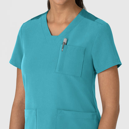 Nova 6132 Flex-n-Reach V-Neck Scrub Top Teal Blue Model Image Alternate | Wink