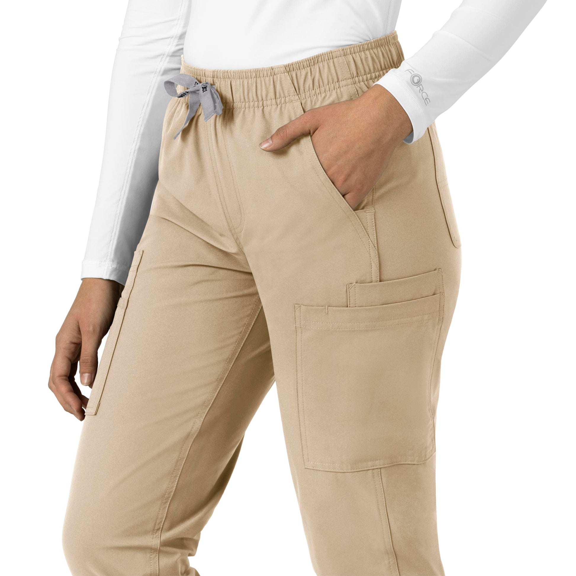 Force Essentials C51213 Straight Leg Scrub Pants Khaki Model Image Alternate | Carhartt