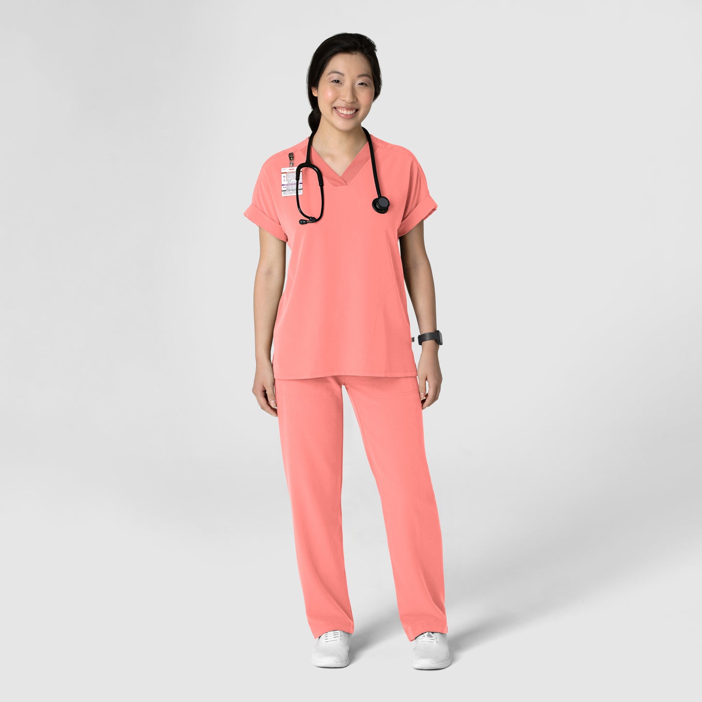 Nova 5232 Women's Stovepipe High-Low Hem Scrub Pants Paradise Pink