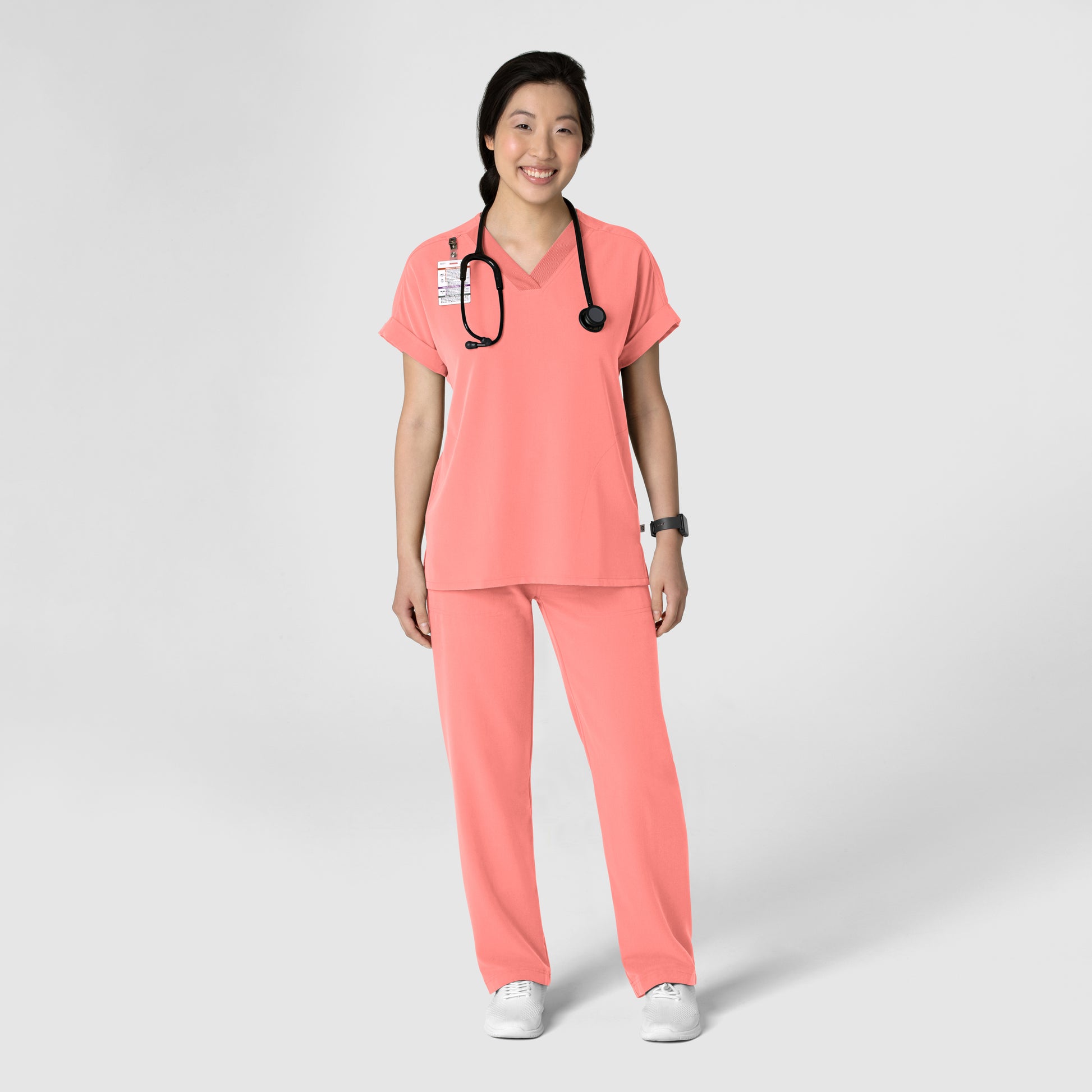 Nova 5232 Women's Stovepipe High-Low Hem Scrub Pants Paradise Pink