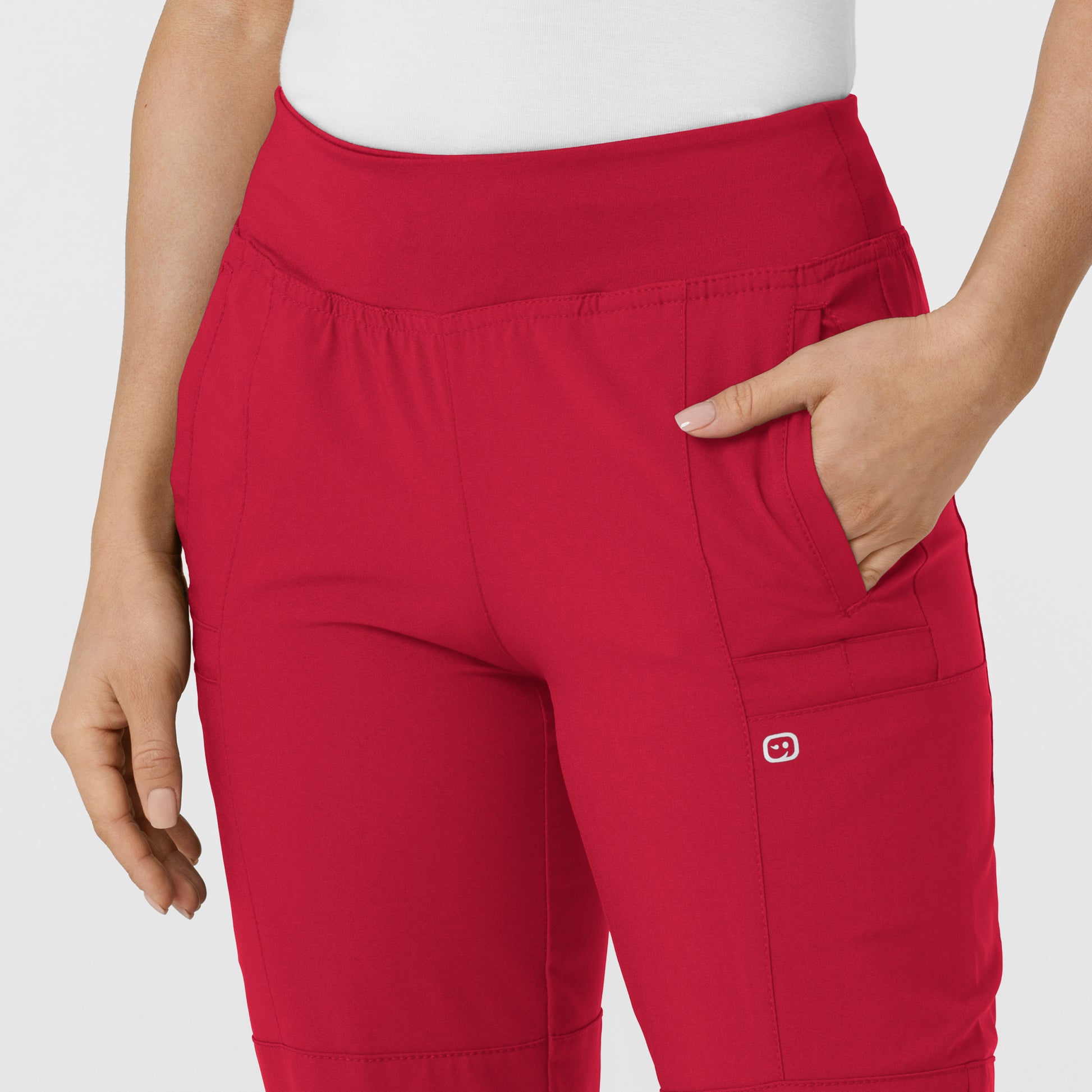 W123 5555 Comfort Waist Cargo Jogger Scrub Pants Red Model Image Left Side | Wink