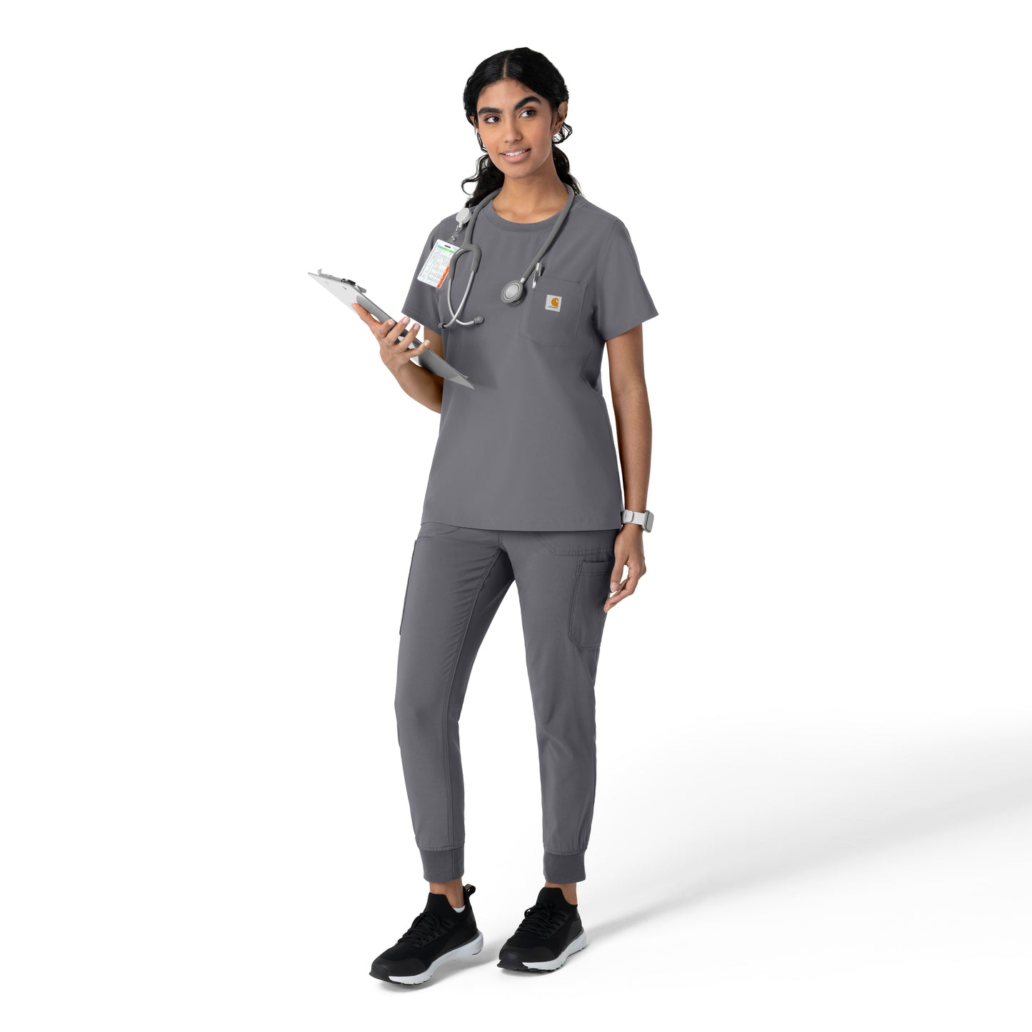 Force Cross-Flex C13510 Women's Crew Neck Scrub Top Pewter