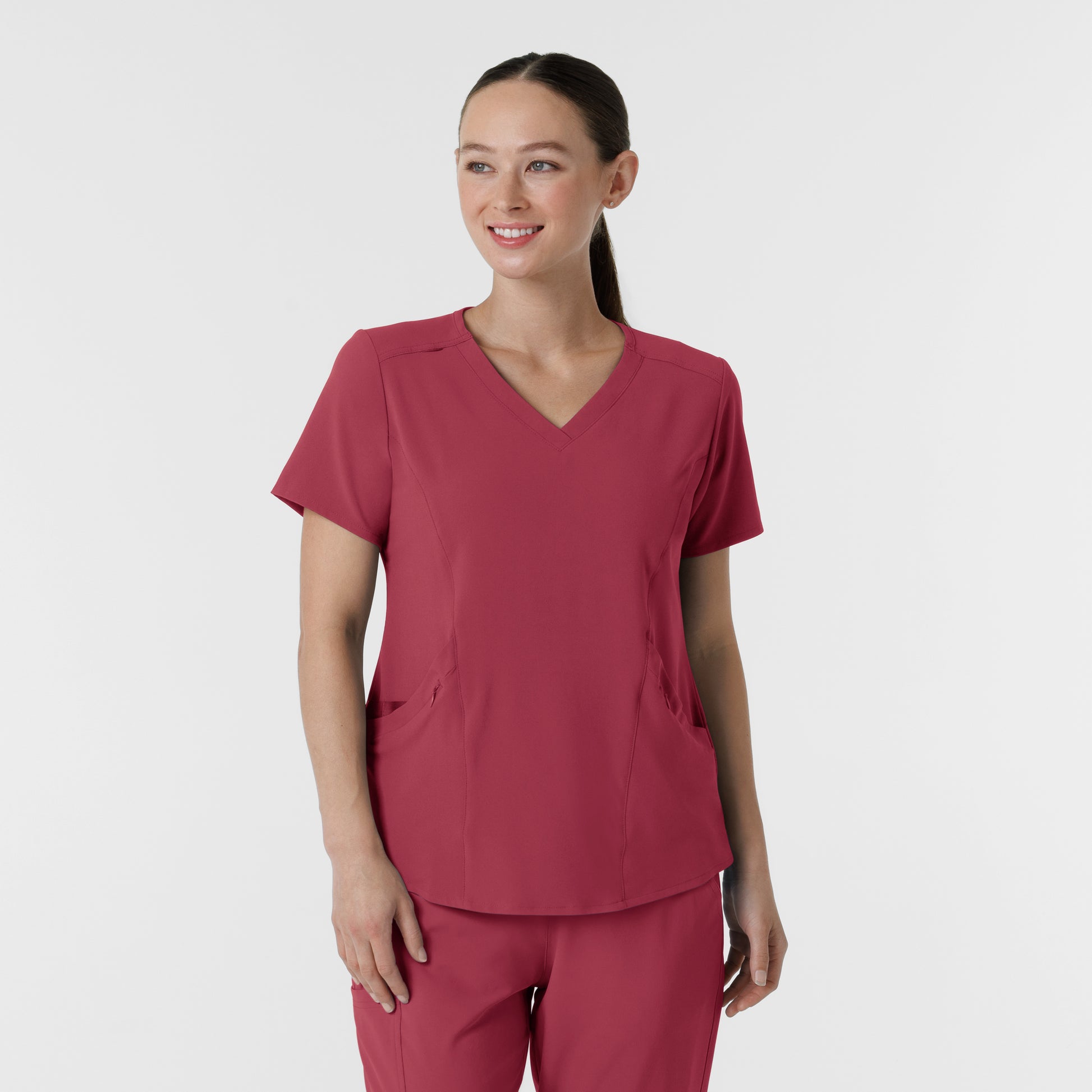 RENEW 6134 Women's V-Neck Scrub Top Ruby