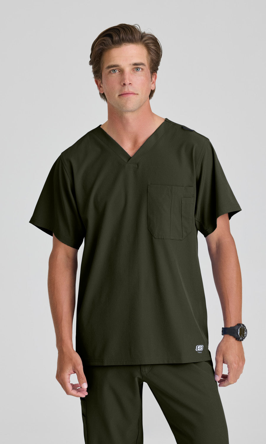 Skechers SK0112 Men's Structure Top in Olive by Barco Model Image Front