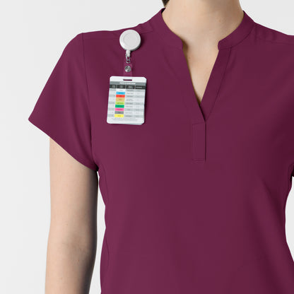 RENEW 6734 Mandarin Collar Scrub Top Wine Model Image Alternate | Wink