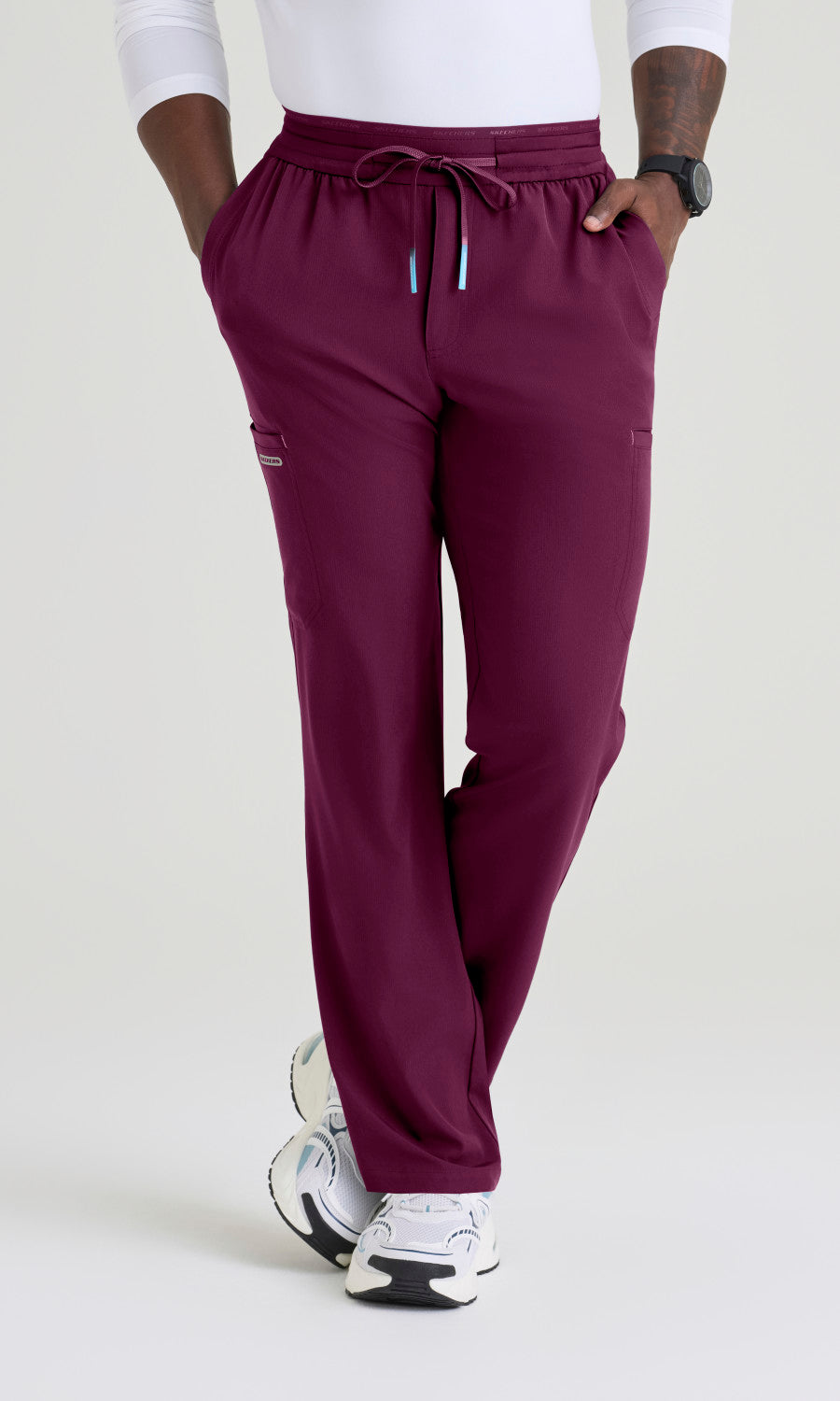 Skechers SKP736 Men's Merit Pant in Wine by Barco Model Image Front