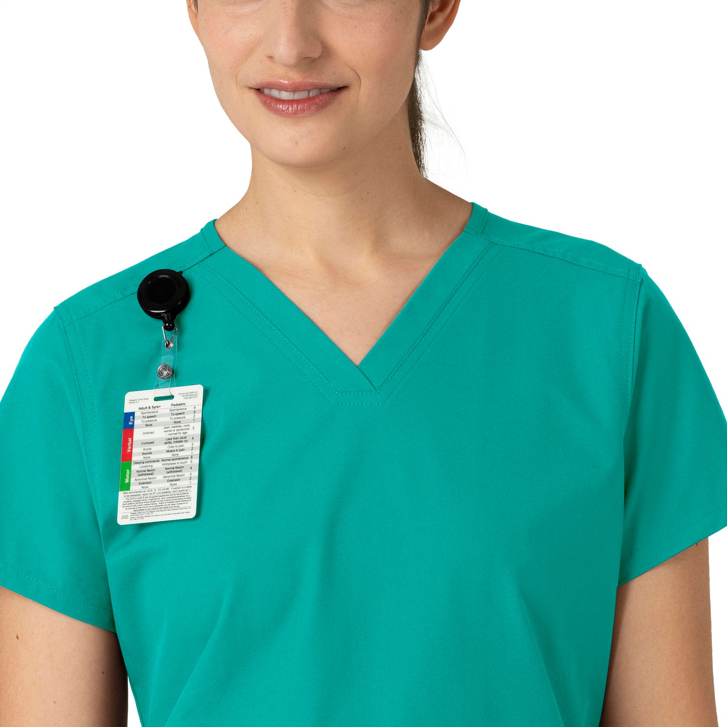 Force Essentials C12113 V-Neck Scrub Top Teal Blue Model Image Alternate | Carhartt