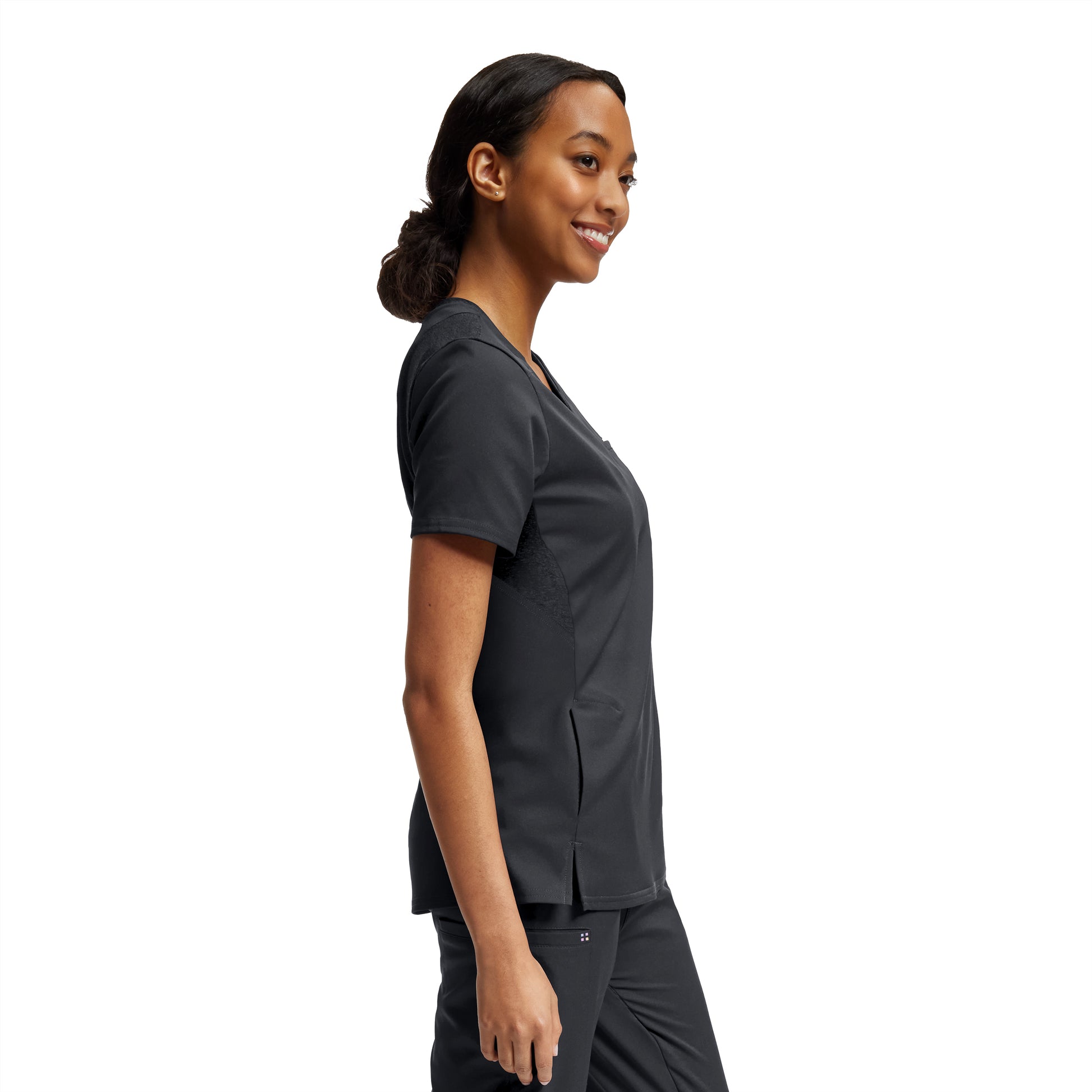 VIBE WT119 Women's 2 Pocket V Neck Scrub Top Pewter Image