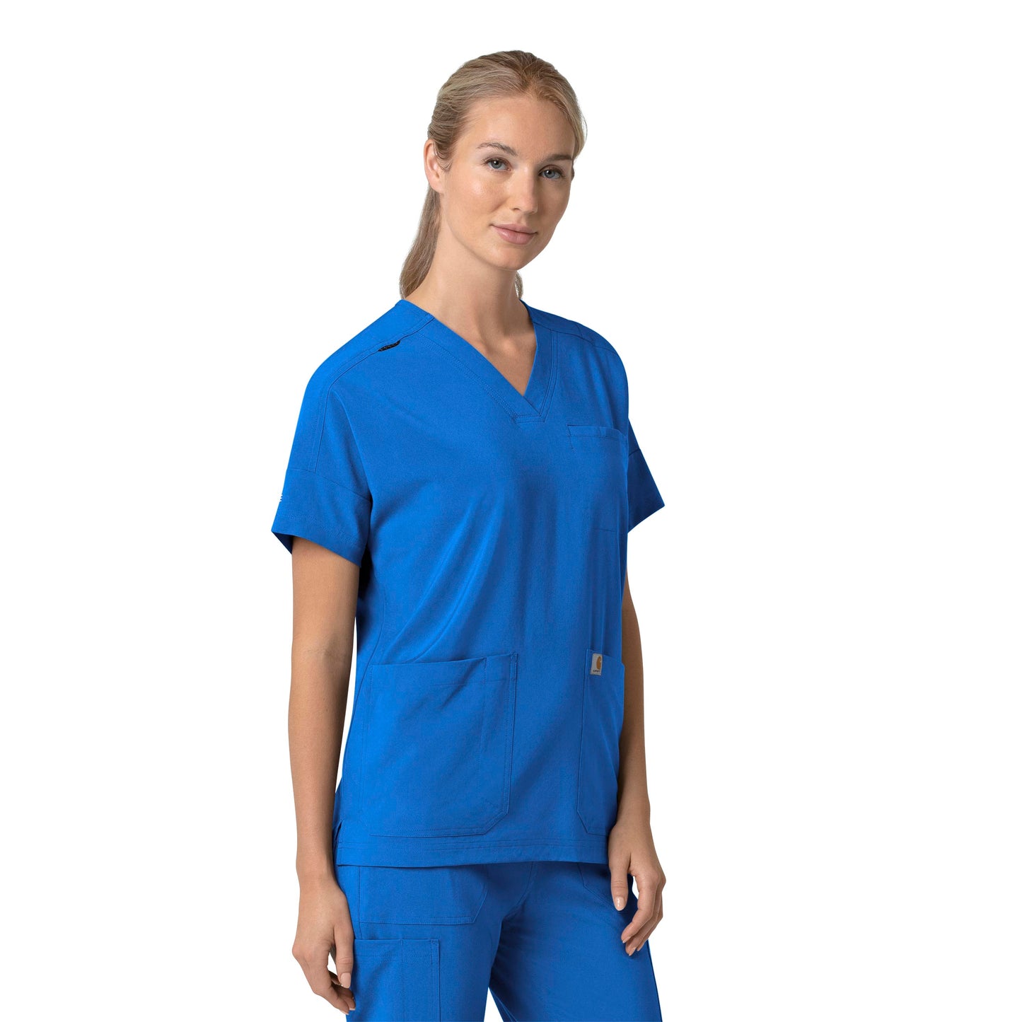 Force Cross-Flex C13110 Oversized V-Neck Scrub Top Royal Model Image Right Side | Carhartt