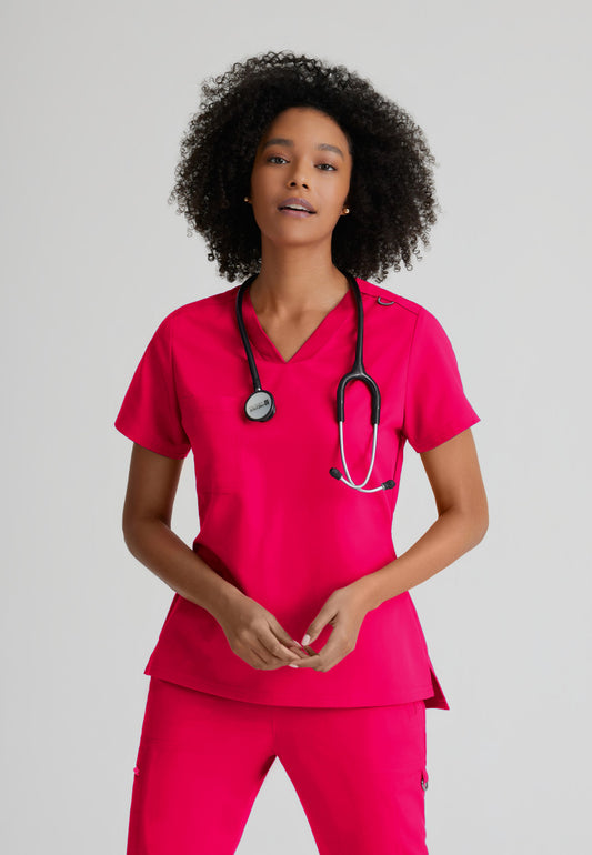 Greys Anatomy Stretch GVST028 Bree Scrub Top Vibrance Pink