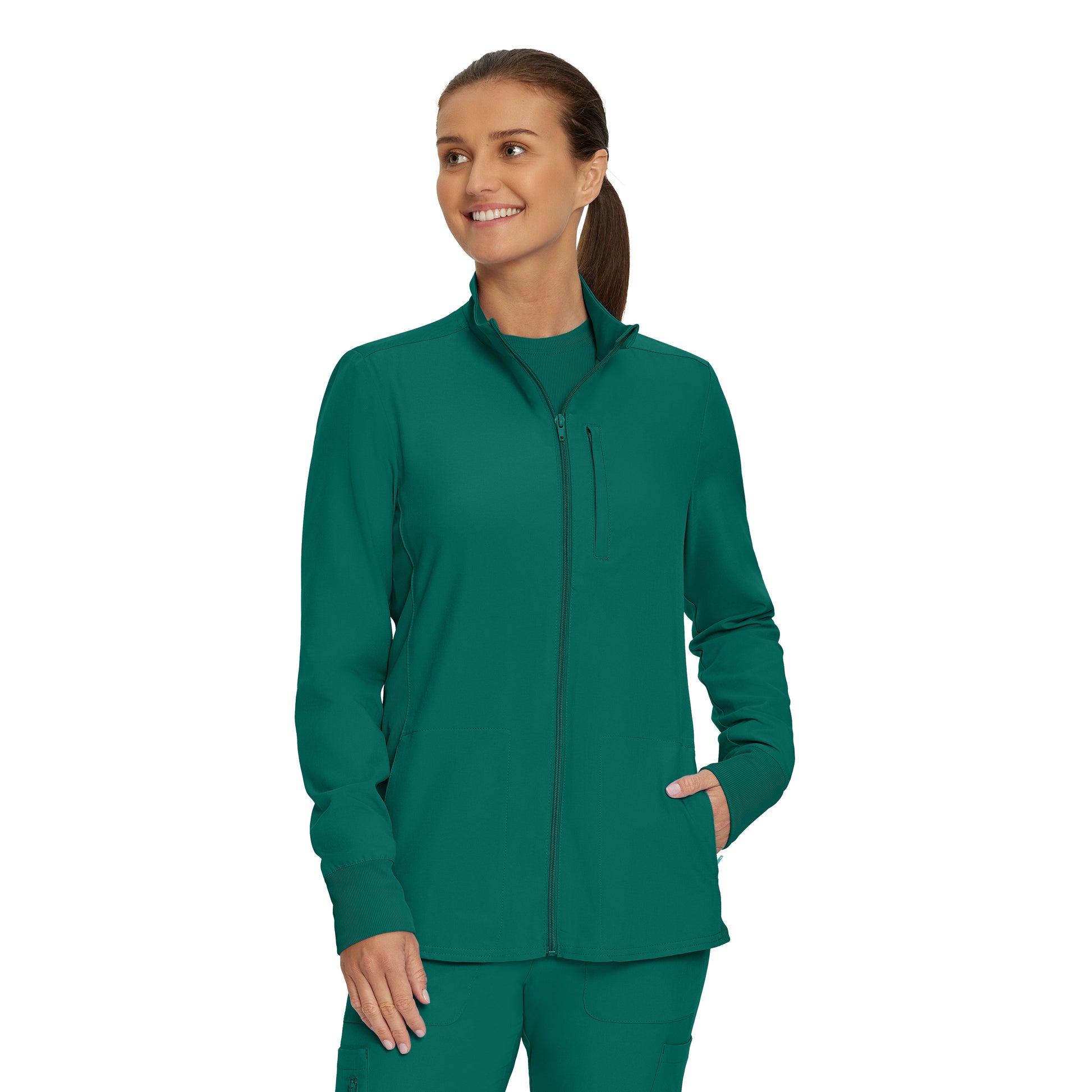 Forward LJ700 Women's 3 Pocket Scrub Jacket Hunter Image