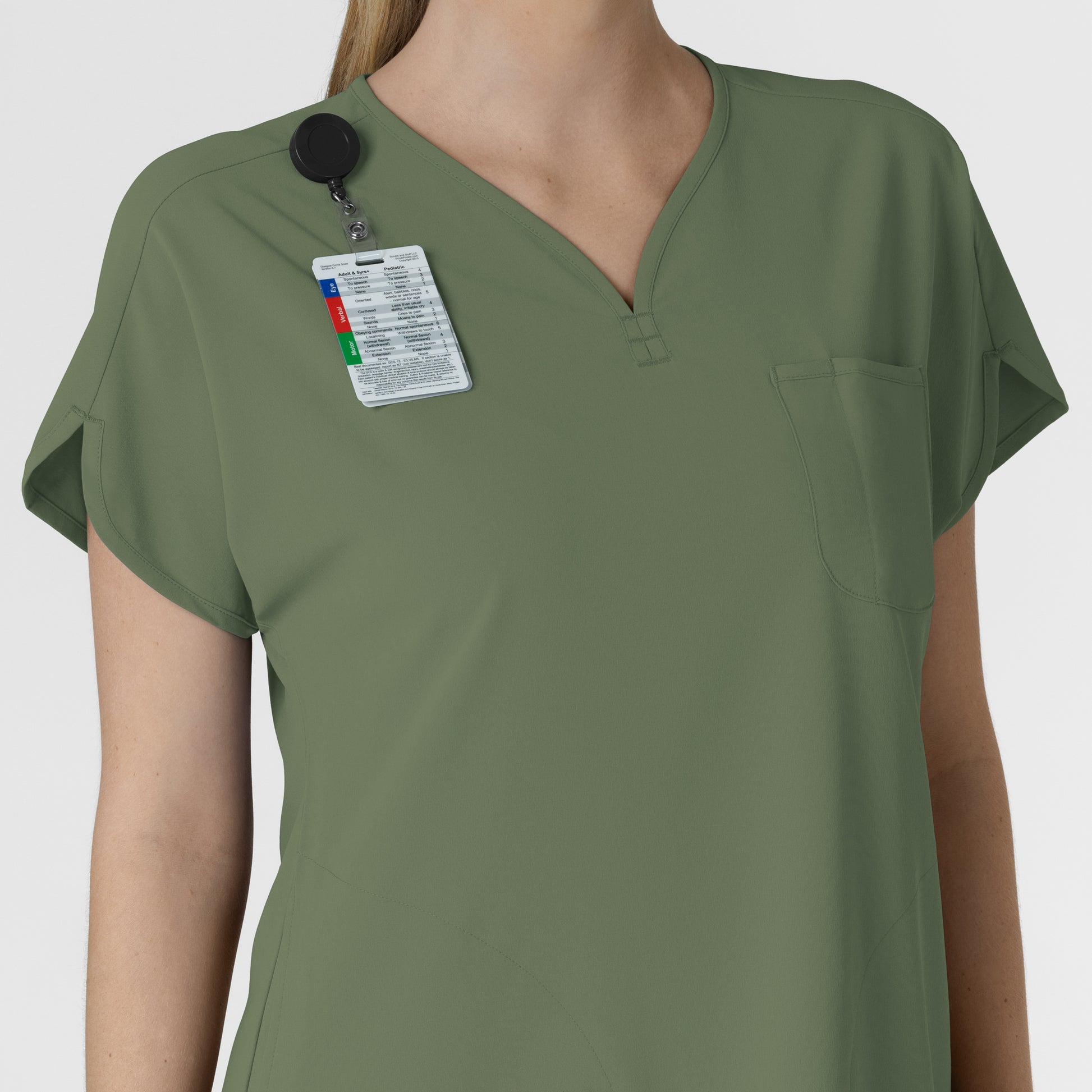 RENEW 6634 Dolman Scrub Top Olive Model Image Alternate | Wink