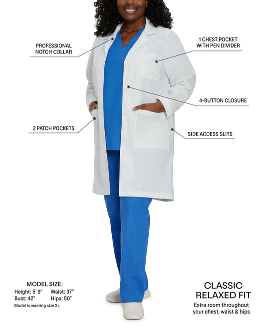 Essential Lab Coats 3155 Women's 3 Pocket Full Length White Coat White Image