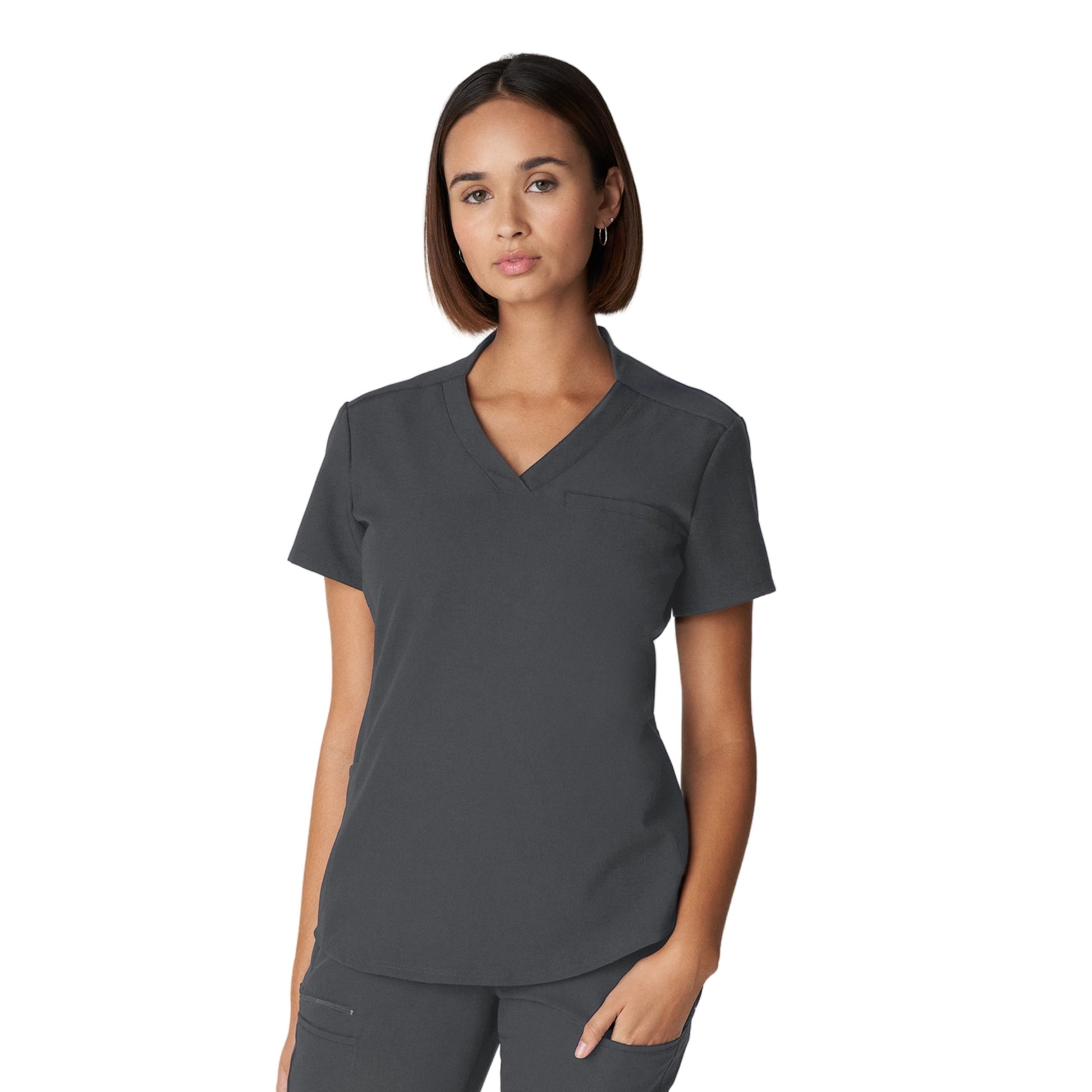 V-Tess WT110 Women's 2 Pocket V Neck Scrub Top Dark Pewter Image