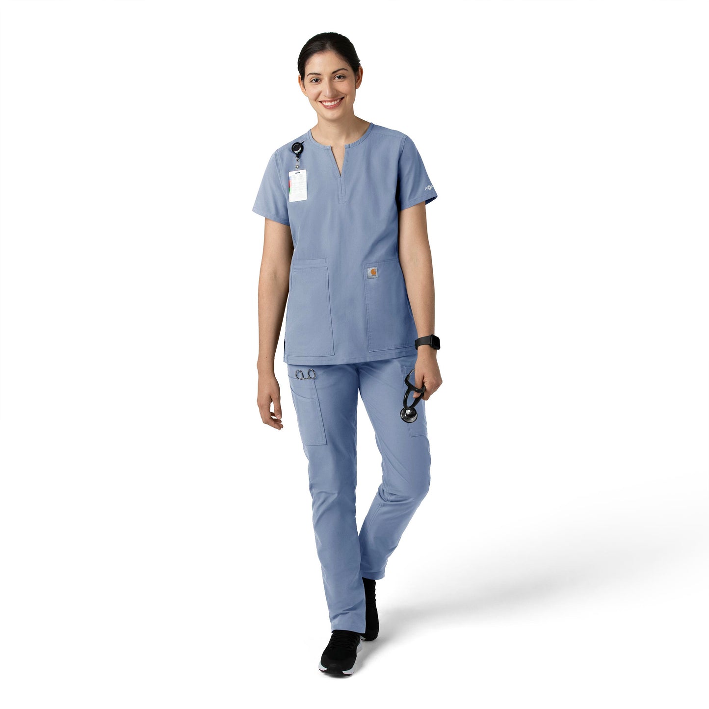 Force Essentials C51213 Straight Leg Scrub Pant Ceil Blue Model Image Right Side | Carhartt