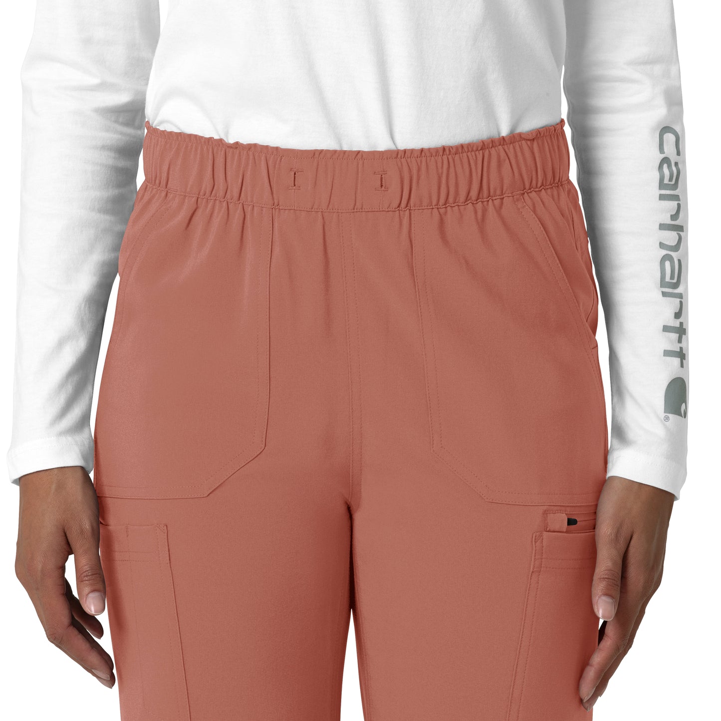 Force Cross-Flex C53210 Straight Leg Cargo Scrub Pants Wildrose Model Image Left Side | Carhartt