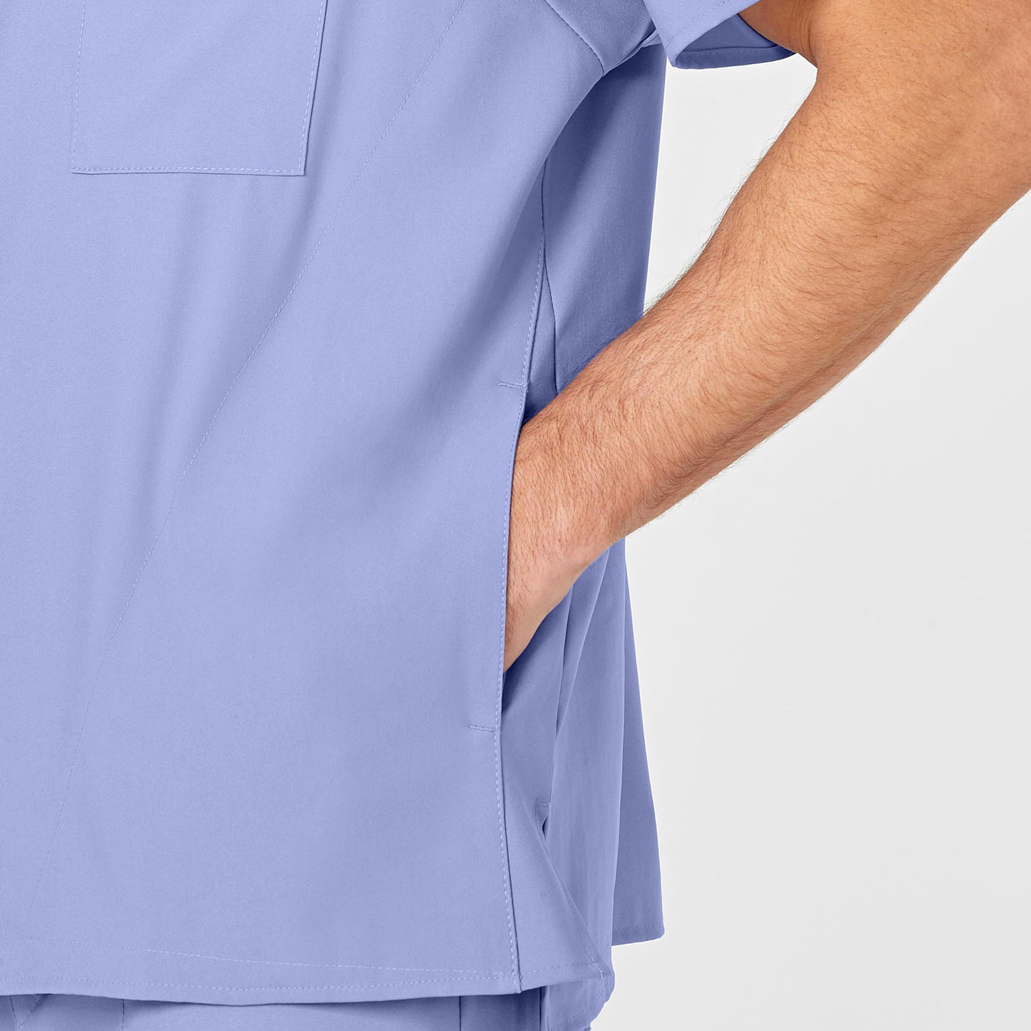 W123 6355 Men's V-Neck Scrub Top Ceil Blue Model Image Alternate | Wink