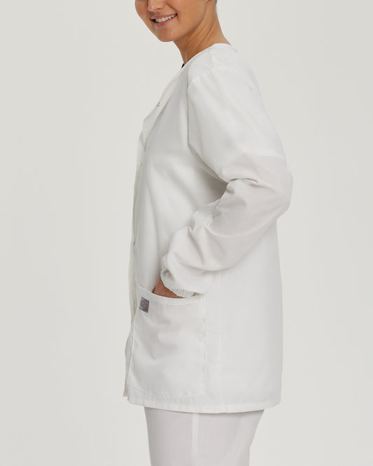 Scrub Zone 75221 Women's 3 Pocket Warm Up Scrub Jacket White Image