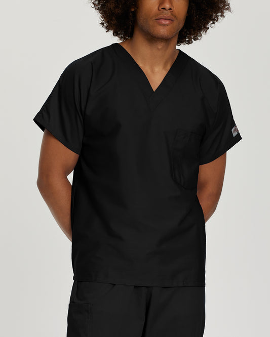 Scrub Zone 71221 Unisex 1 Pocket V Neck Scrub Top Black Image