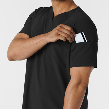 RENEW 6834 Men's V-Neck 5 Pocket Scrub Top Black Model Image Alternate | Wink