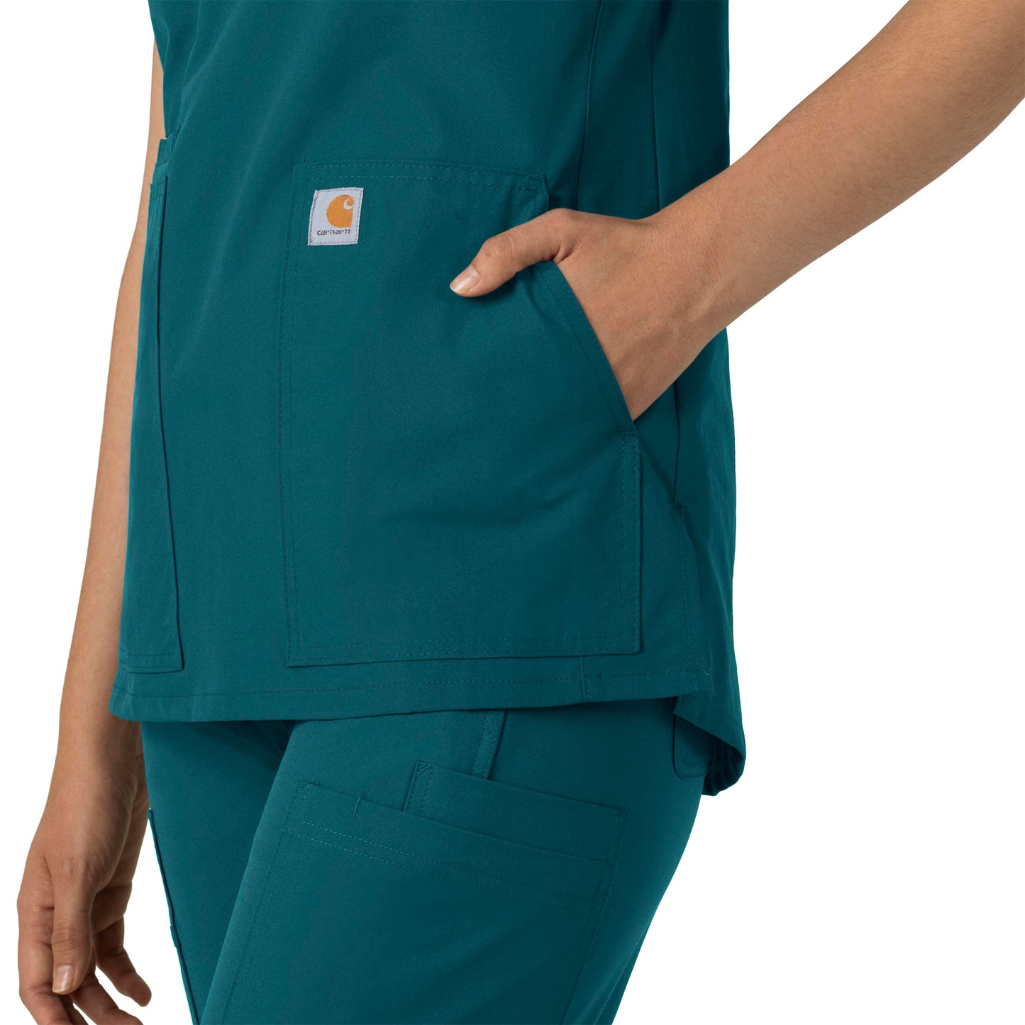 Force Essentials C12213 Notch Neck Tunic Scrub Top Caribbean Blue Model Image Alternate | Carhartt