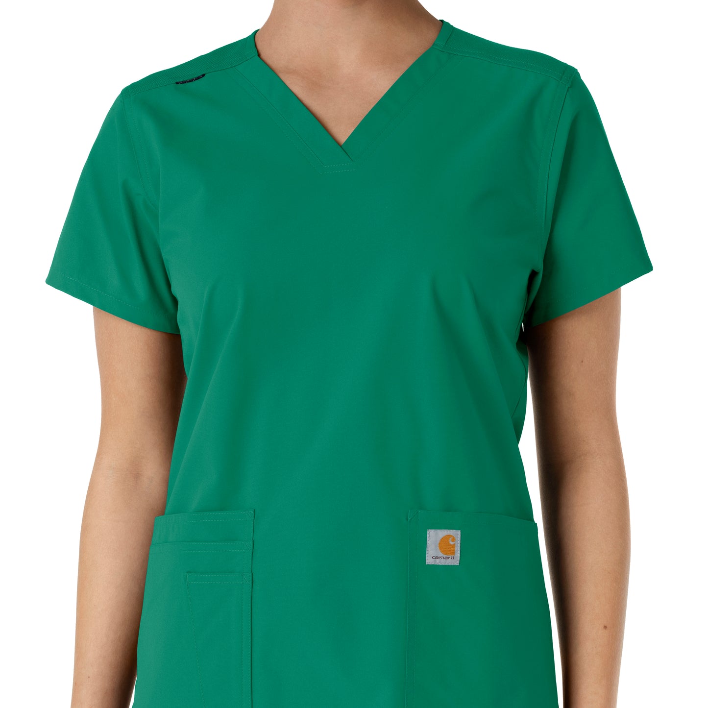 Force Essentials C12313 V-Neck Knit Panel Scrub Top Hunter Model Image Alternate | Carhartt