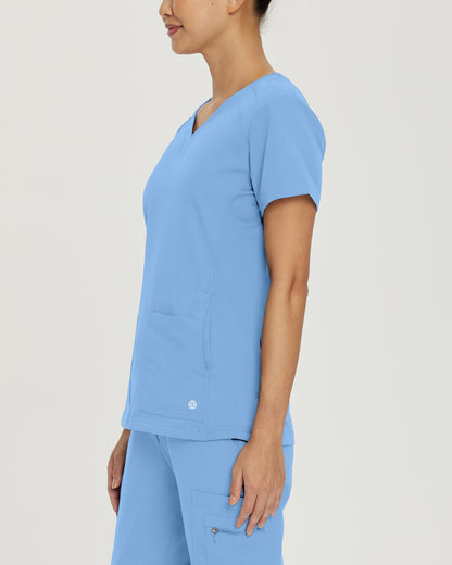 V-Tess 950 Women's 4 Pocket V Neck Scrub Top Ceil Blue Image