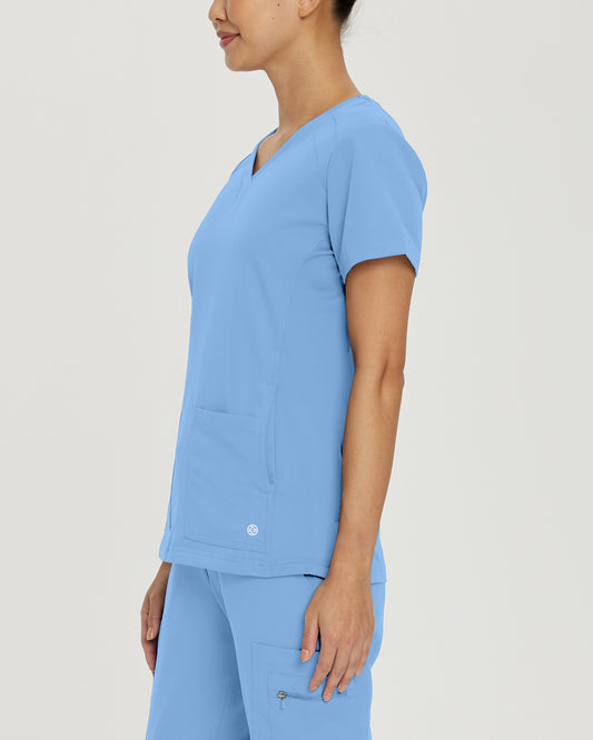 V-Tess 950 Women's 4 Pocket V Neck Scrub Top Ceil Blue Image