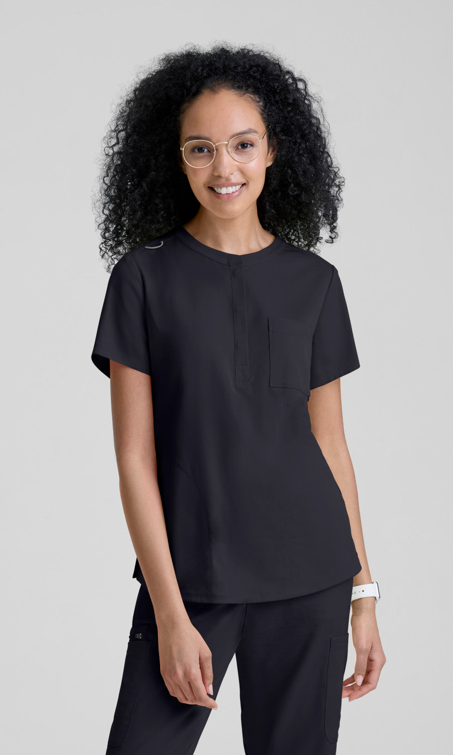 Grey's Anatomy Stretch GRST339 Irene Top Steel - front