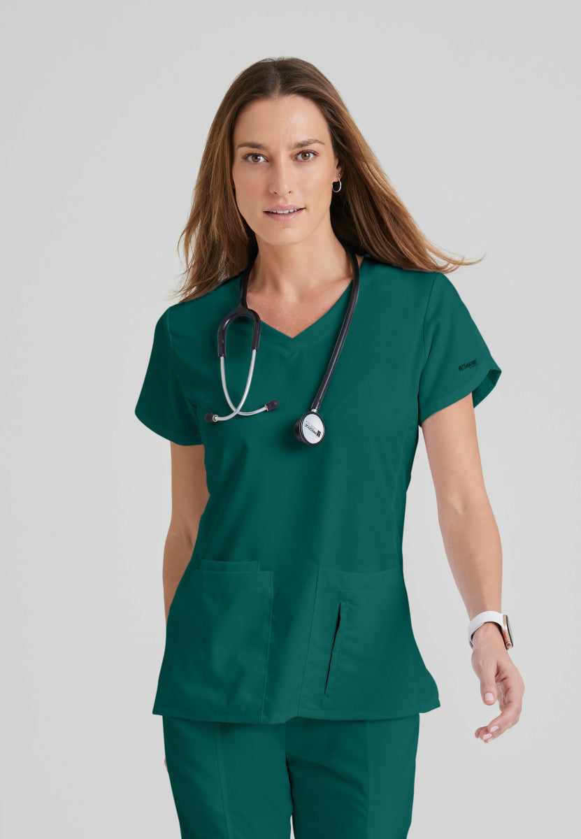 Greys Anatomy 41423 Cora Scrub Top Hunter Green