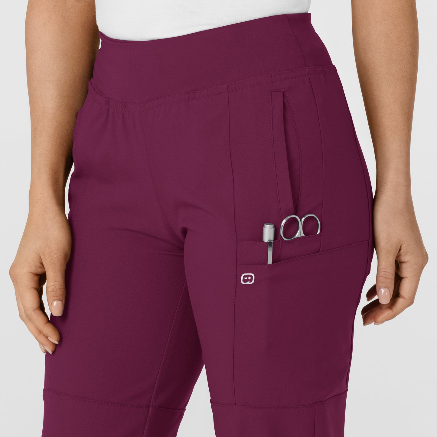 W123 5555 Comfort Waist Cargo Jogger Scrub Pants Wine Model Image Alternate | Wink