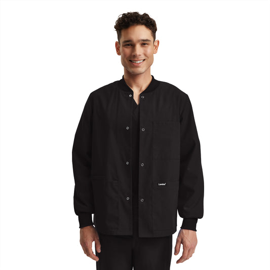 Essentials LJ709 Unisex 5 Pocket Scrub Jacket Black Image