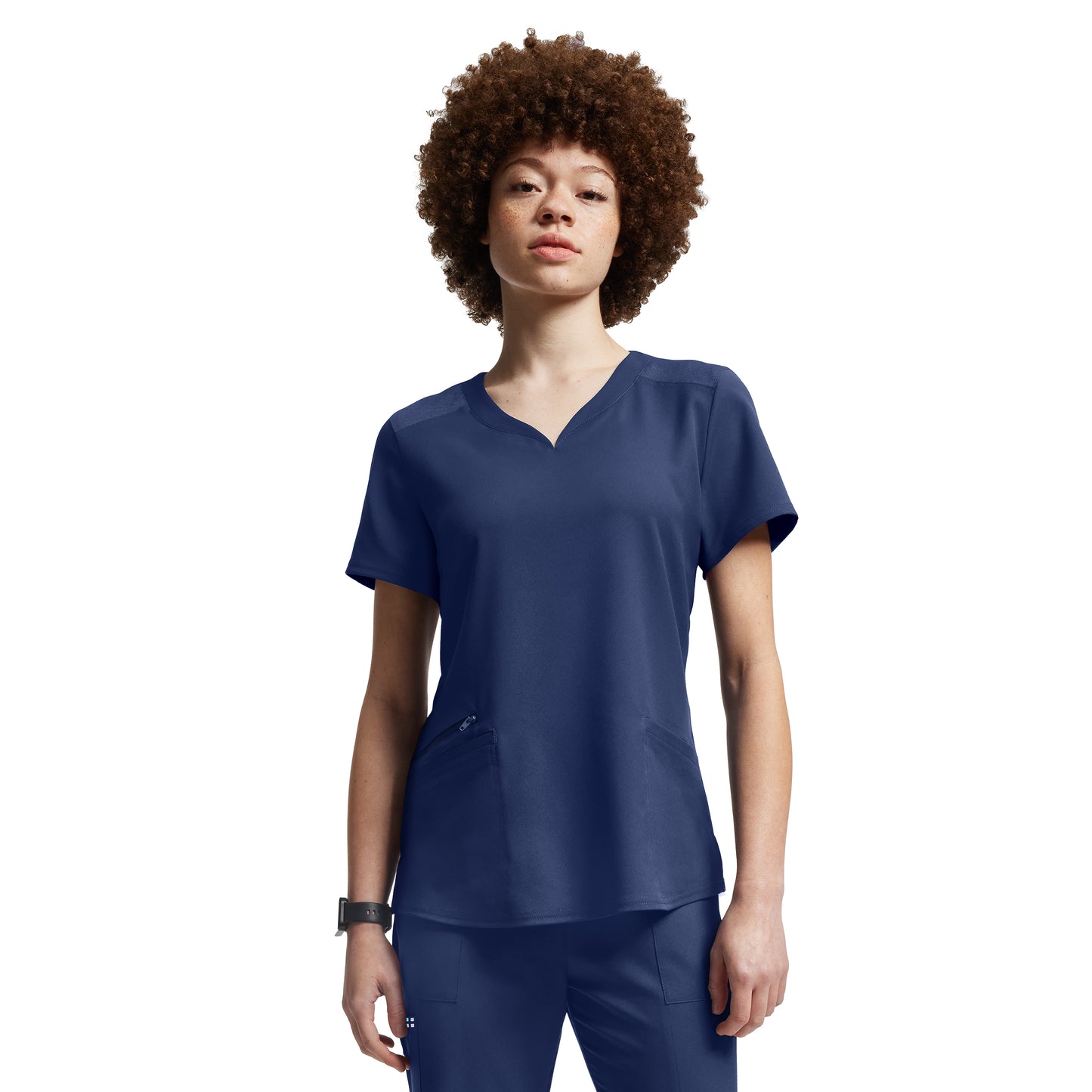 VIBE WT121 Women's 3 Pocket V Neck Scrub Top Navy Image