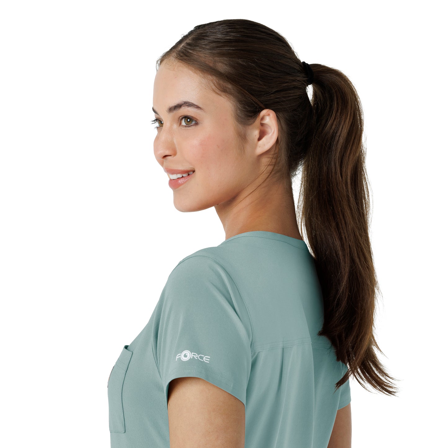 Force Cross-Flex C13410 Tuck-In Scrub Top Summer Blue Model Image Alternate | Carhartt