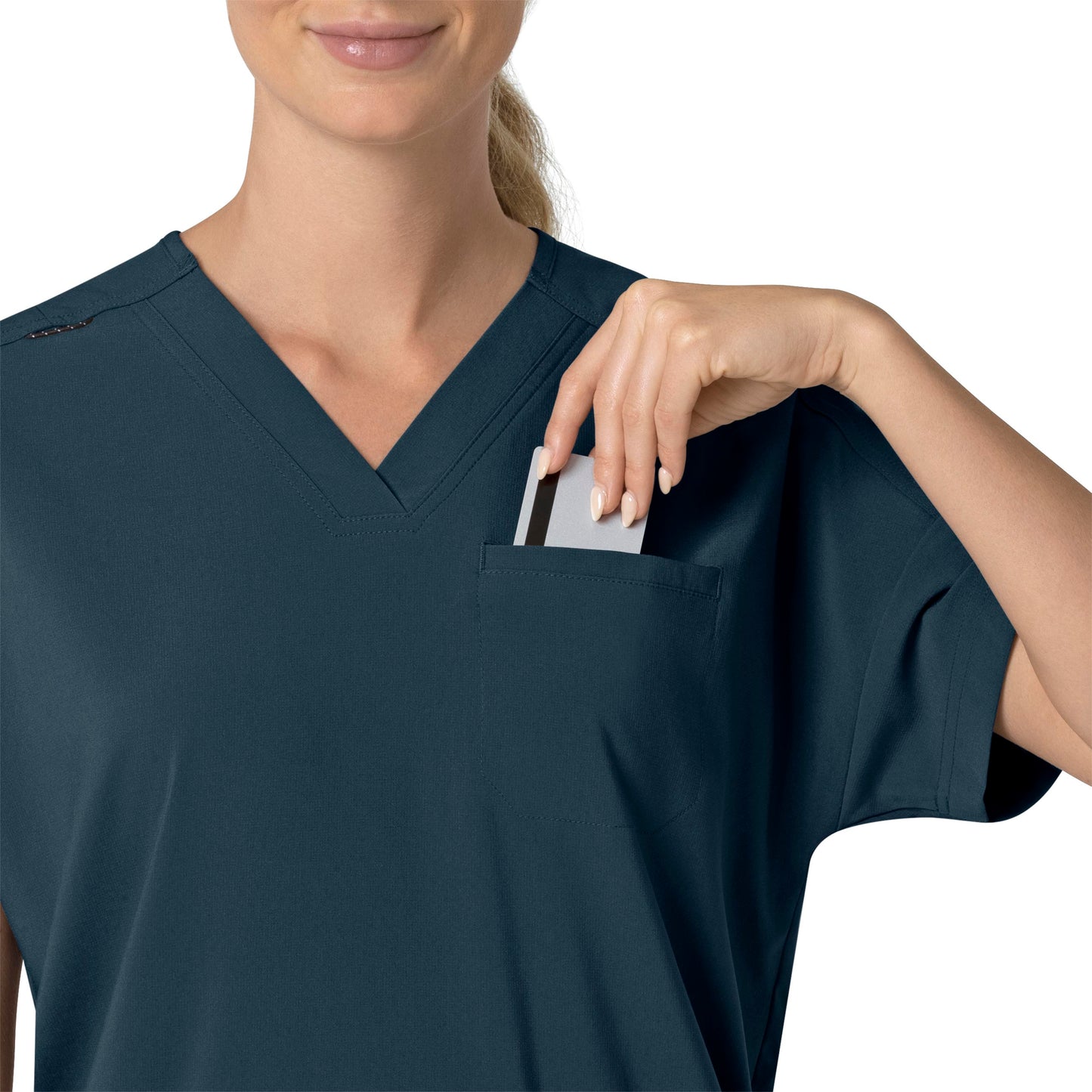 Force Cross-Flex C13110 Oversized V-Neck Scrub Top Navy Model Image Alternate | Carhartt