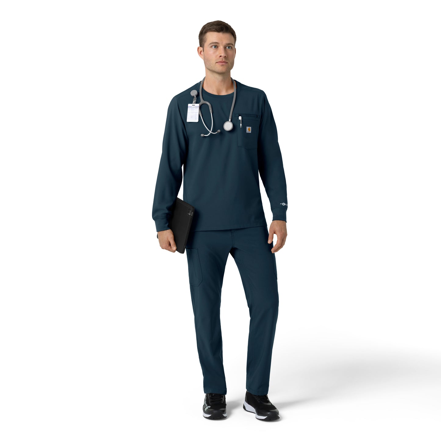 Force Cross-Flex C16610 Men's Crew Neck Long Sleeve Scrub Top Navy