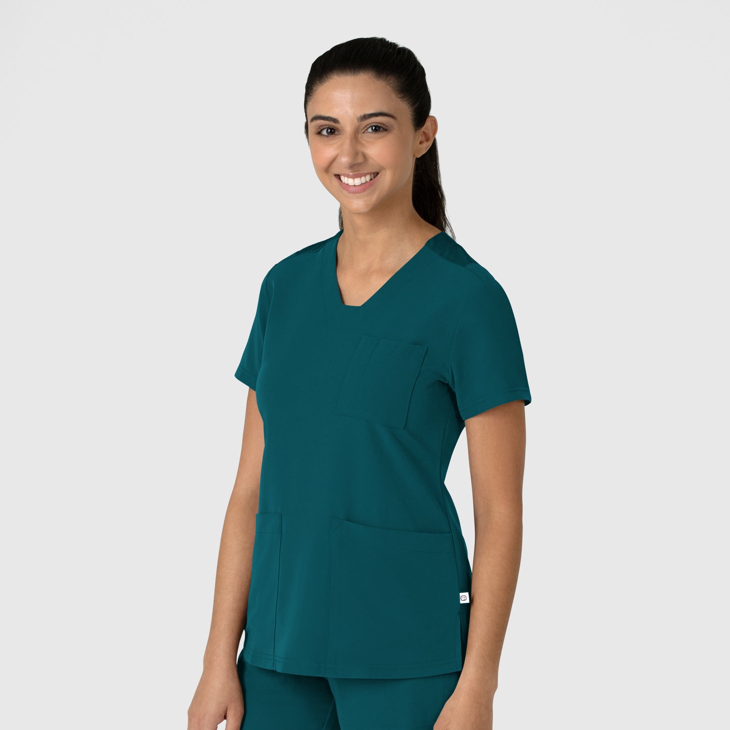 Nova 6132 Flex-n-Reach V-Neck Scrub Top Caribbean Model Image Left Side | Wink