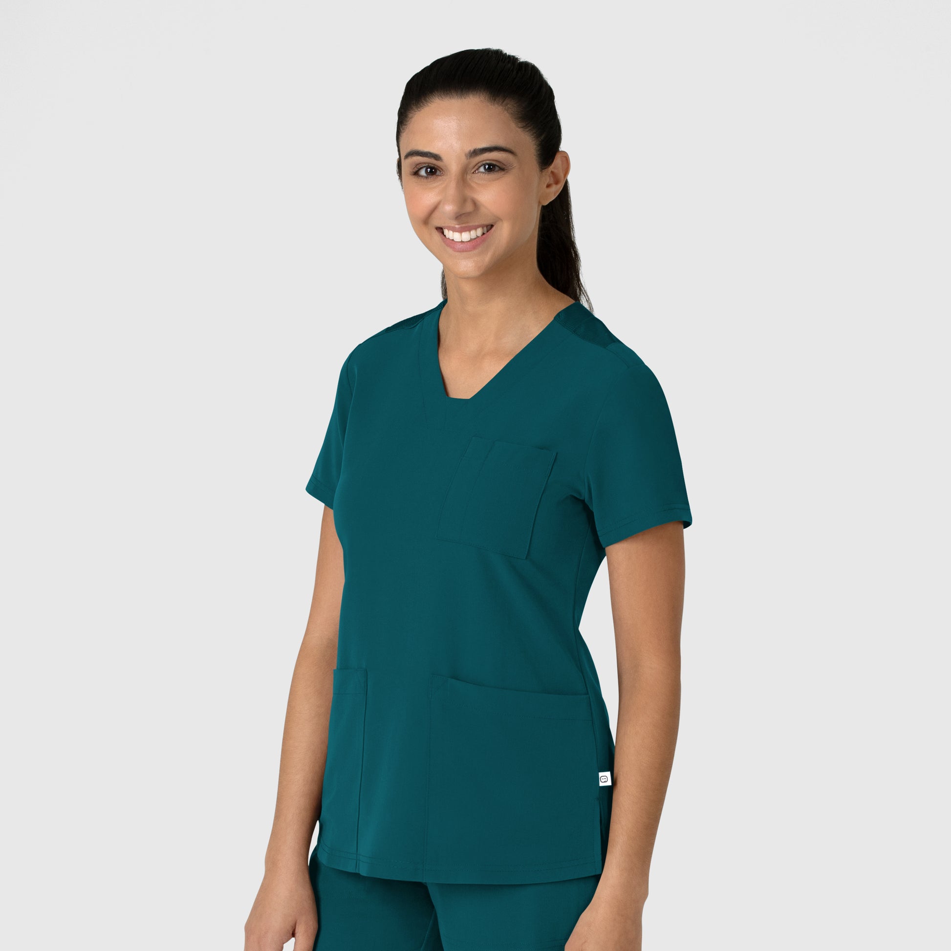 Nova 6132 Flex-n-Reach V-Neck Scrub Top Caribbean Model Image Right Side | Wink