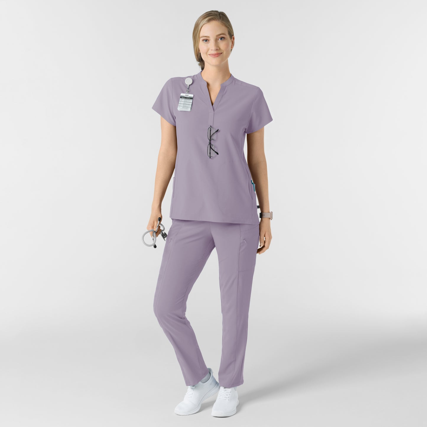 RENEW 6734 Women's Mandarin Collar Scrub Top Wisteria