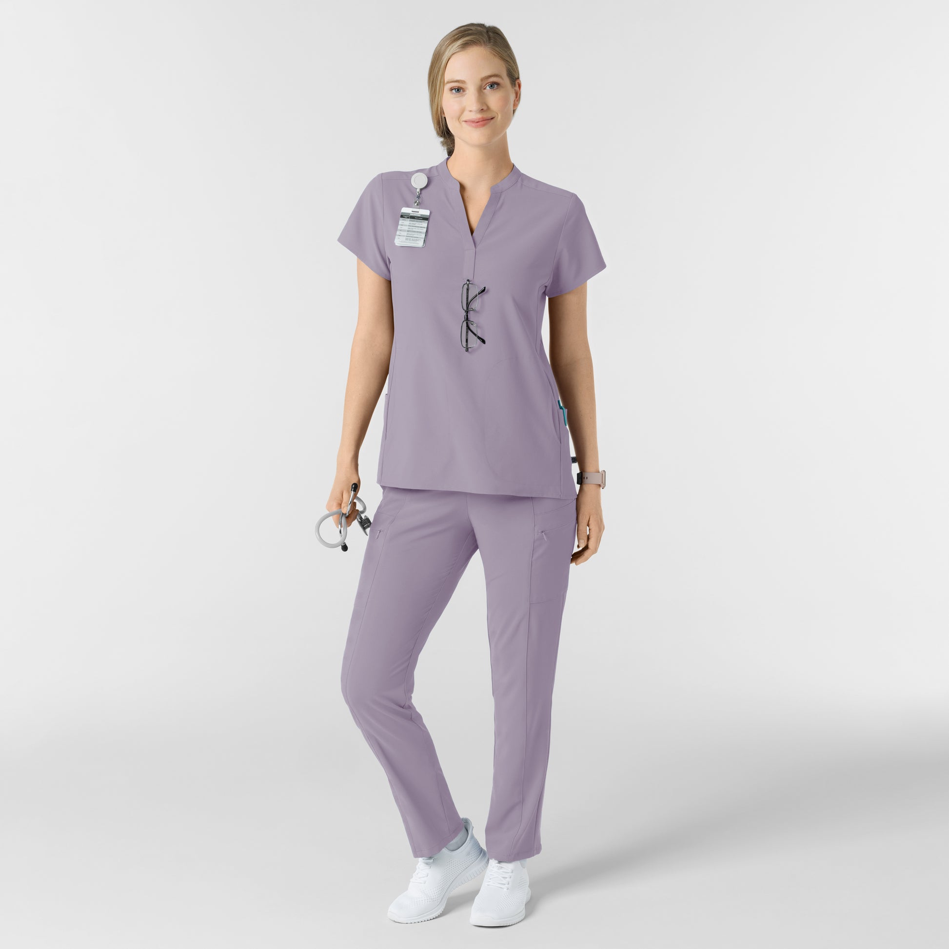 RENEW 6734 Women's Mandarin Collar Scrub Top Wisteria