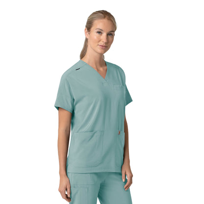 Force Cross-Flex C13110 Oversized V-Neck Scrub Top Summer Blue Model Image Right Side | Carhartt