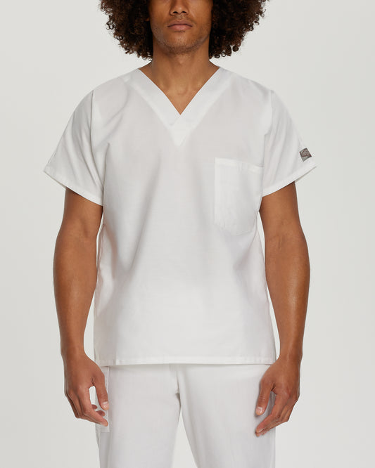 Scrub Zone 71221 Unisex 1 Pocket V Neck Scrub Top White Image