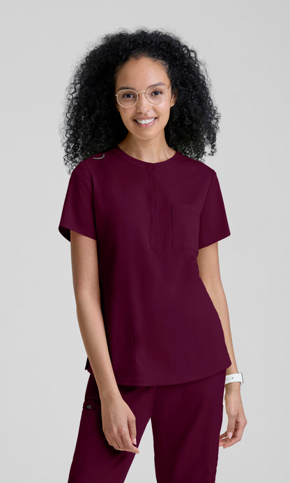 Grey's Anatomy Stretch GRST339 Irene Top Wine - front