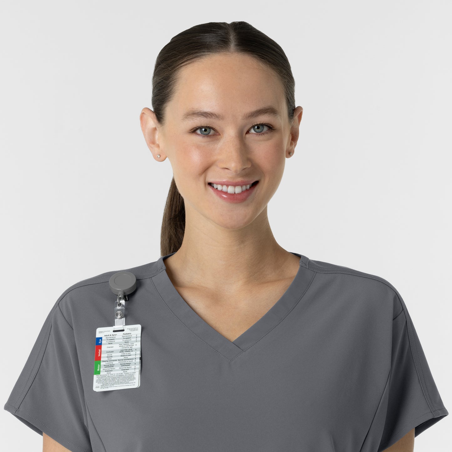 RENEW 6154 Women's V-Neck Tunic Scrub Top Pewter